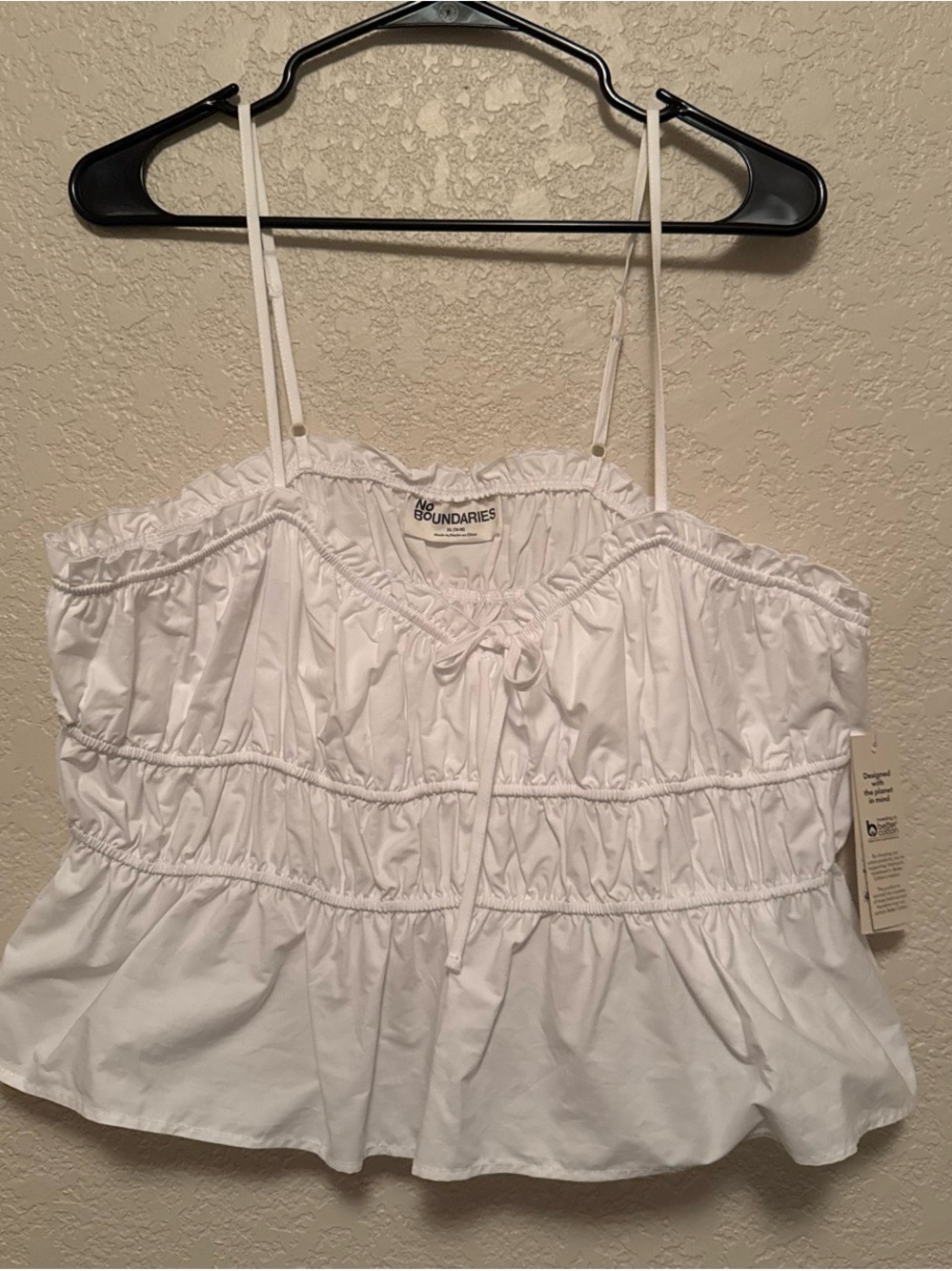 No Boundaries White Smocked Ruffle Tank